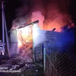 Пожежа вночі на Острожчині: у Почапках згорів гараж з авто та пошкоджено тонни зерна